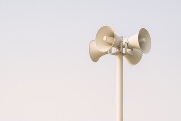 Emergency Alert System Horns Against a Clear Sky, Warning System for Disasters and Public Safety