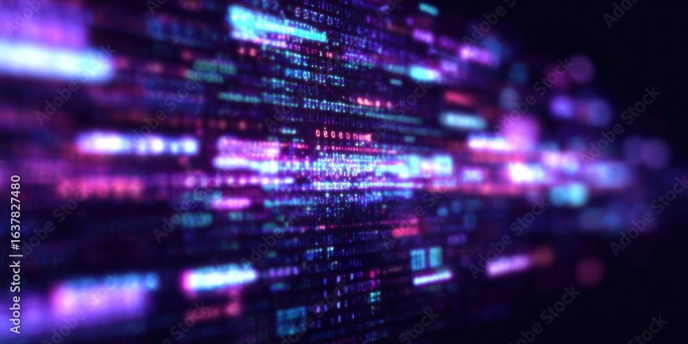 Poster abstract technology background with glowing data, futuristic digital display, and blurred motion eff
