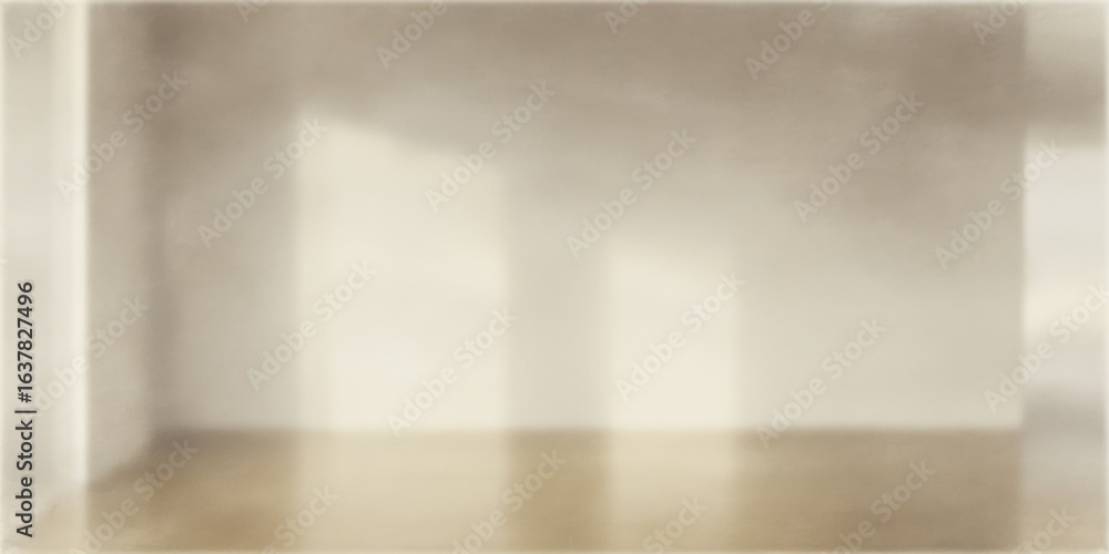 Poster empty beige room with sunlight, creating minimalist interior with light and shadow, ideal for archit