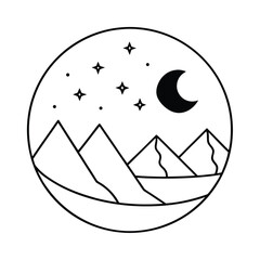 celestial landscape with moon and mountains vector