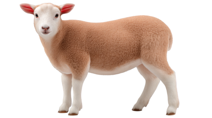 A charming and adorable small white goat stands proudly showcasing its youthful features and innocent expression against a beautifully blurred background of vibrant green and serene blue hues.