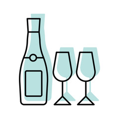 Champagne  color shadow thinline icon , vector, pixel perfect, illustrator file 
