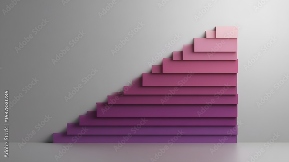 Poster abstract graphic design of a progressing color gradient stairway.