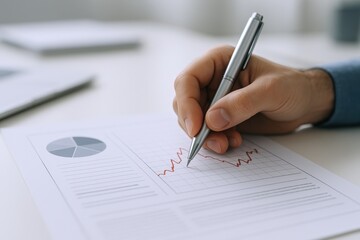 Analyzing Financial Data with Pen on Graph, Business Report Review and Data Analysis