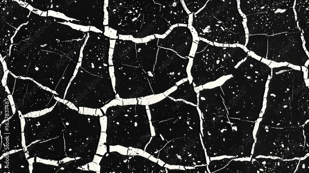 Poster abstract black and white texture with cracked surface patterns for artistic backgrounds and design p
