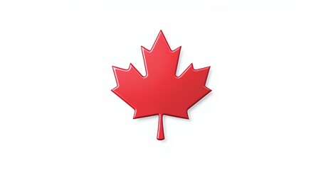 3D Red Maple Leaf Icon High-Resolution Image for Commercial Use