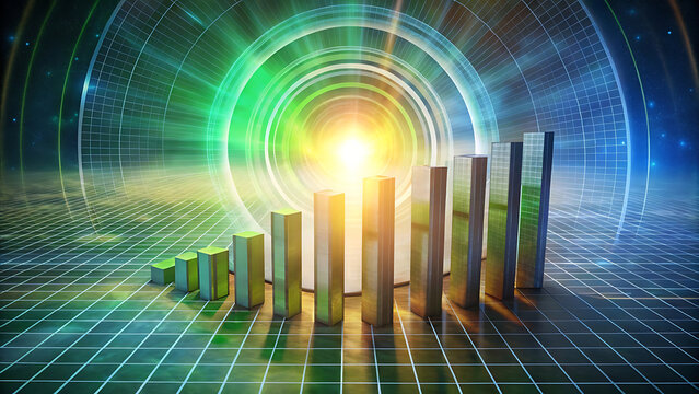Eco Bar Chart Concept With Sunlight Penetrating Soft Natural Background