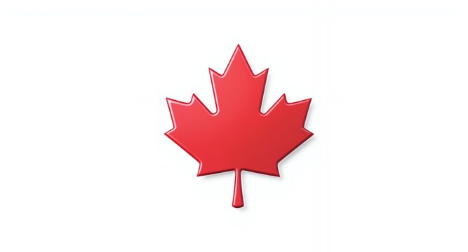 3D Red Maple Leaf Icon High-Resolution Image for Commercial Use