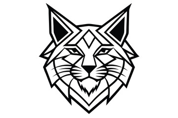Geometric lynx head features sleek, modern lines against the pristine white background for contrast