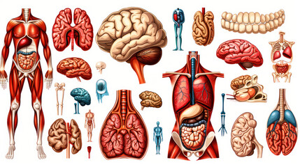 Detailed Anatomical Illustrations of Human Organs and Systems for Educational and Medical Purposes