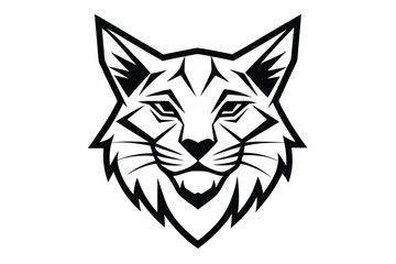 Intricate art showcases a stylized bobcat head with sharp, angular lines defining its features