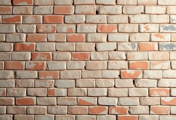 Obraz premium A weathered brick wall, seamlessly textured, with aged paper stains and smudges, worn, vintage