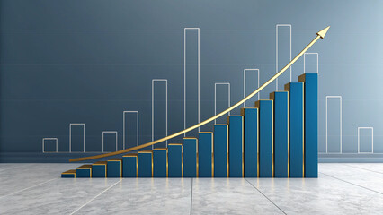 business graph with arrow on black background