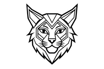 Striking geometric cat face with sharp lines presents a modern abstract aesthetic