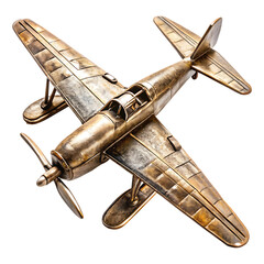 Vintage metal airplane model with weathered texture isolated on white background
 PNG.AI Generated