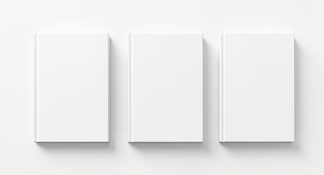 Blank Book Cover Mockup Three White Hardcover Designs for Your Next Project