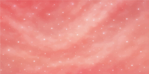 A sparkling pink Christmas background with a winter design of festive hearts, stars, and snowflakes