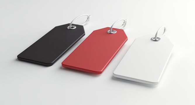 Blank Price Tags Mockup Black, Red, White - Perfect for Branding Sales
