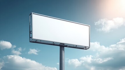 Fototapeta premium Blank Billboard Against Blue Sky with Clouds, Ready for Advertising or Marketing Campaign