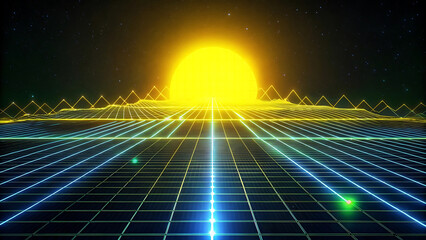 Night mode solar panel data visualization with yellow lights