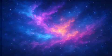 Obraz premium An abstract fantasy of bright stars and light trails in a deep blue nebula