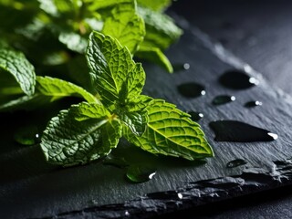 fresh mint leaves