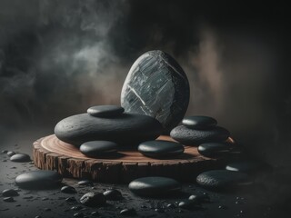 zen stones and leaf