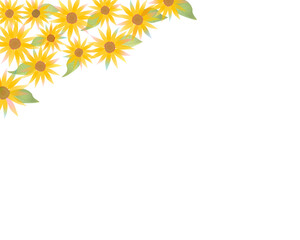 Obraz premium ひまわり畑 花束 フレーム 背景 Sunflower field bouquet frame background