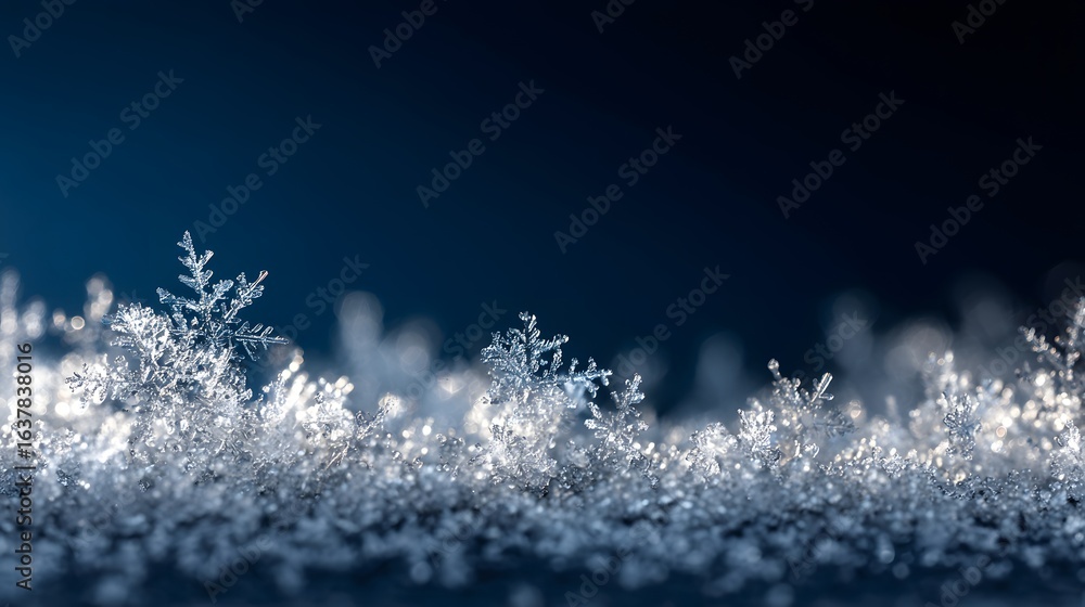 Poster close-up view of intricate snowflakes.