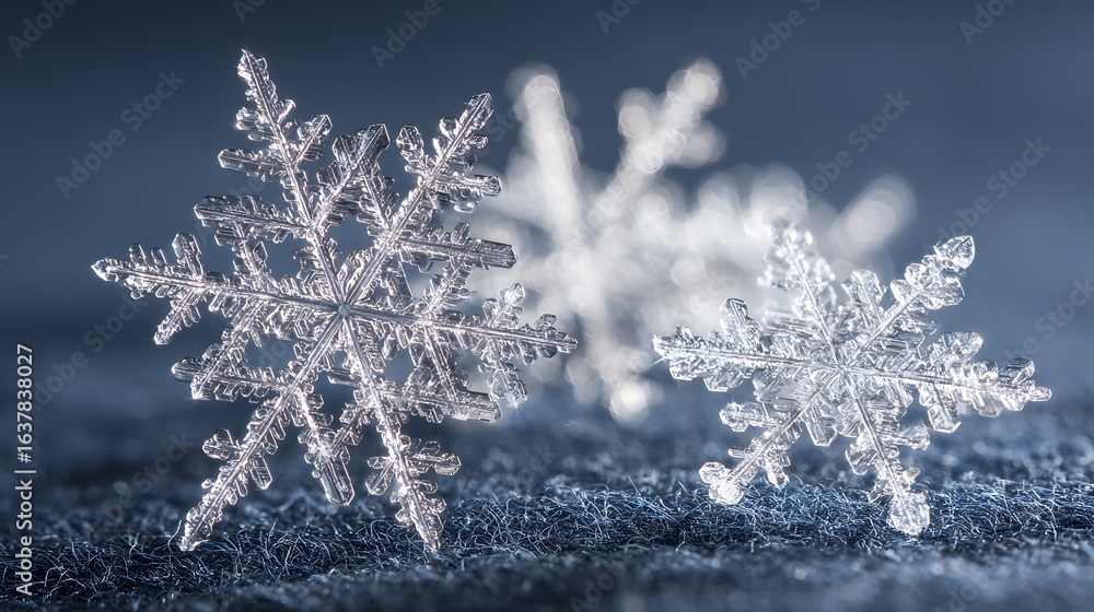 Poster close-up view of intricate snowflake patterns.