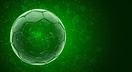 Futuristic Green Soccer Ball Technology Concept with Digital Network