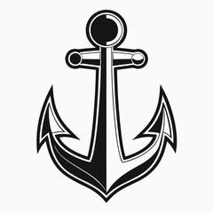 Stylized Black and White Anchor Graphic: Nautical, Bold, and Powerful Maritime Symbol for Design Projects, Websites, and Branding Applications.