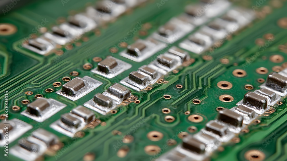 Poster close-up view of a circuit board with components.