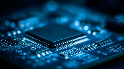 Close-up view of intricate circuit board components.