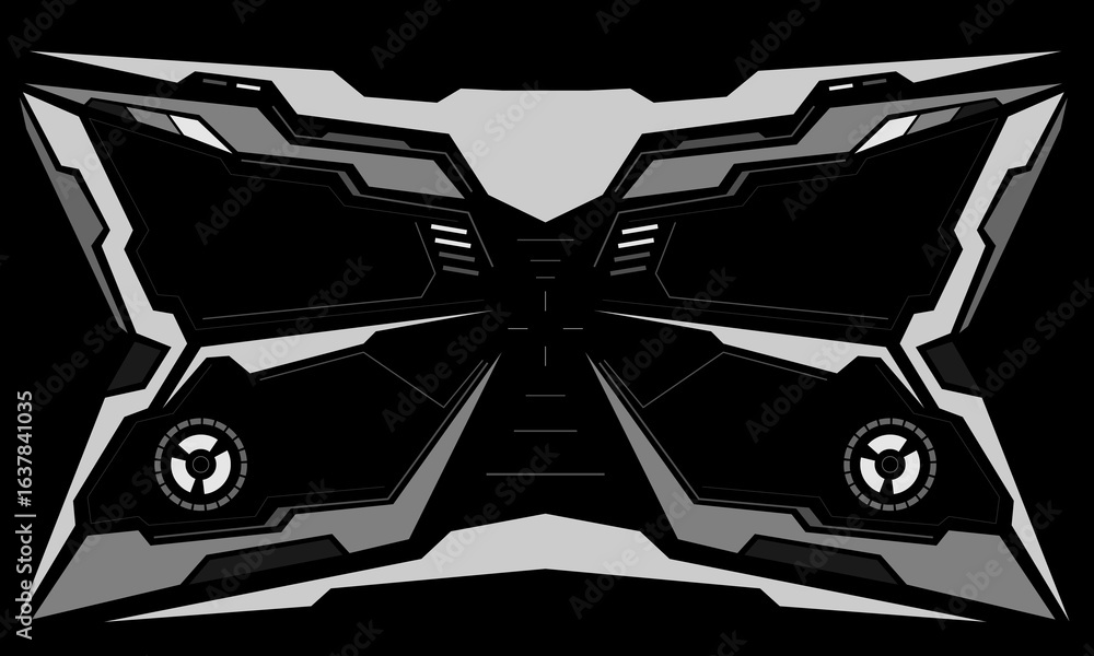 Poster hud sci-fi interface screen view white circular geometric design virtual futuristic technology creat