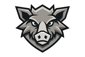 Gray boar head sports logo with sharp lines and an intense gaze