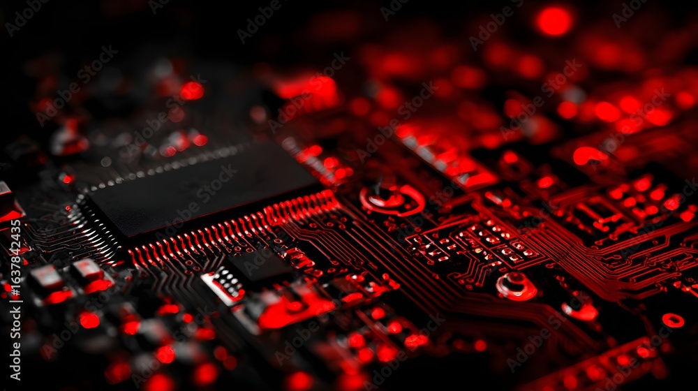 Poster close-up view of a circuit board with highlighted components.