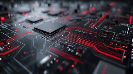 Obraz premium Close-up view of a complex circuit board.