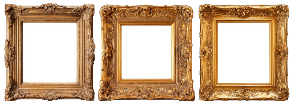 Three ornate gold picture frames (3)