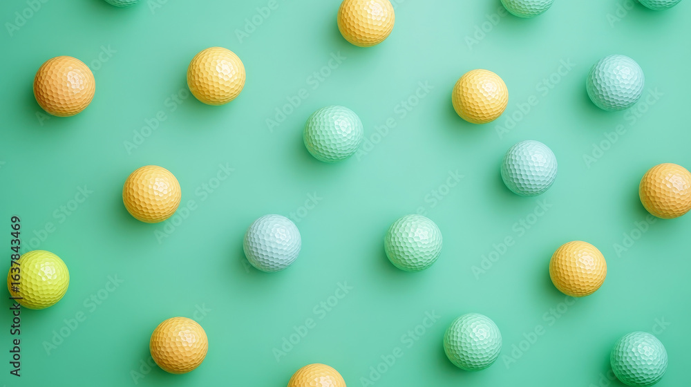 Poster golf-themed pattern on a green background with ample blank space for text. poster design with copy s