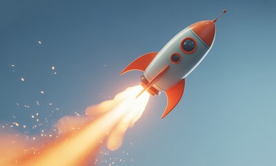 Fototapeta premium Retro Rocket Launching Ignite Your Business Growth Achieve Success