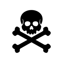 Skull and crossbones on transparent background silhouette