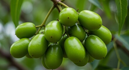 Fresh Neem Fruits on Tree Branch: Natural Remedy for Health