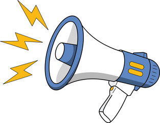 Megaphone vector icon with lightning bolts for loudspeaker, announcement, alert, promotion, and communication design