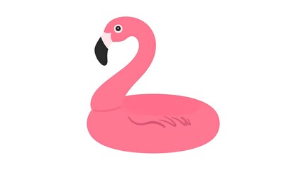 Pink flamingo pool float on white. (1)