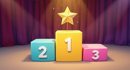 Winners Podium Celebrate Success with 3D Award Ceremony Scene