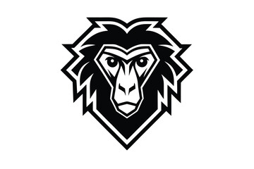 head features a striking black and white lion design illustration