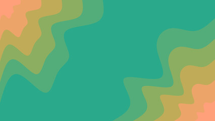 Abstract organic wavy shapes in warm peach and cool teal colors create a modern and fluid background design.