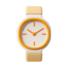 Cartoon watch, white face, orange accents