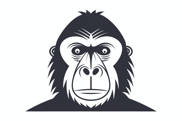 Illustrated face of a gorilla shows detailed line work on its head and body